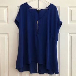 Lane Bryant blue blouse w/ half zipper front. size 22/24